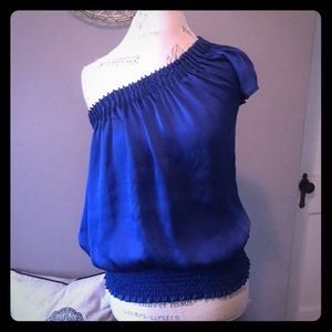 One shoulder silk shirt